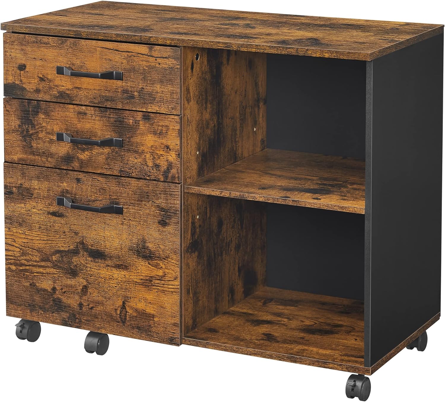 Spintelė su 3 stalčiais ir ratukais.