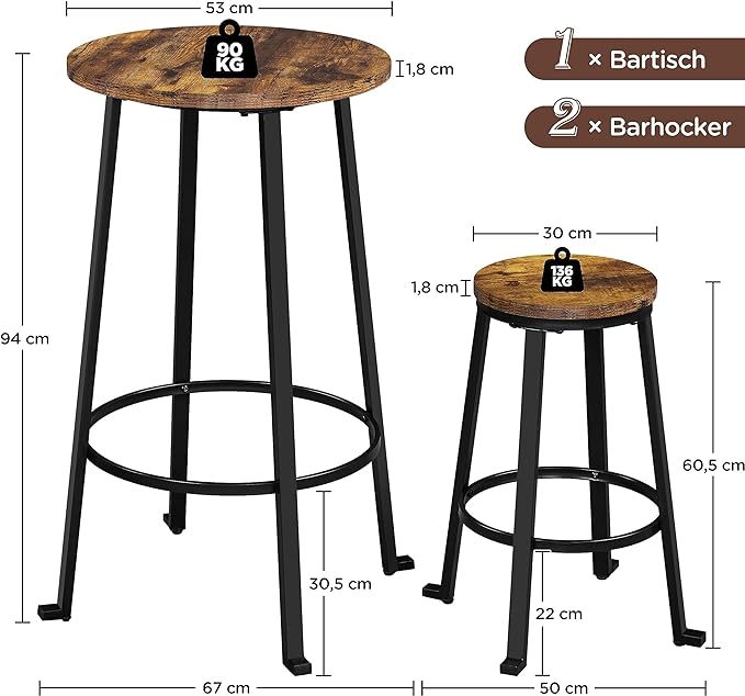 Baro stalas su 2 baro kėdėmis.