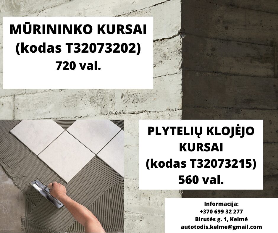 Tapk profesionaliu MŪRININKU ar PLYTELIŲ KLOJĖJU!