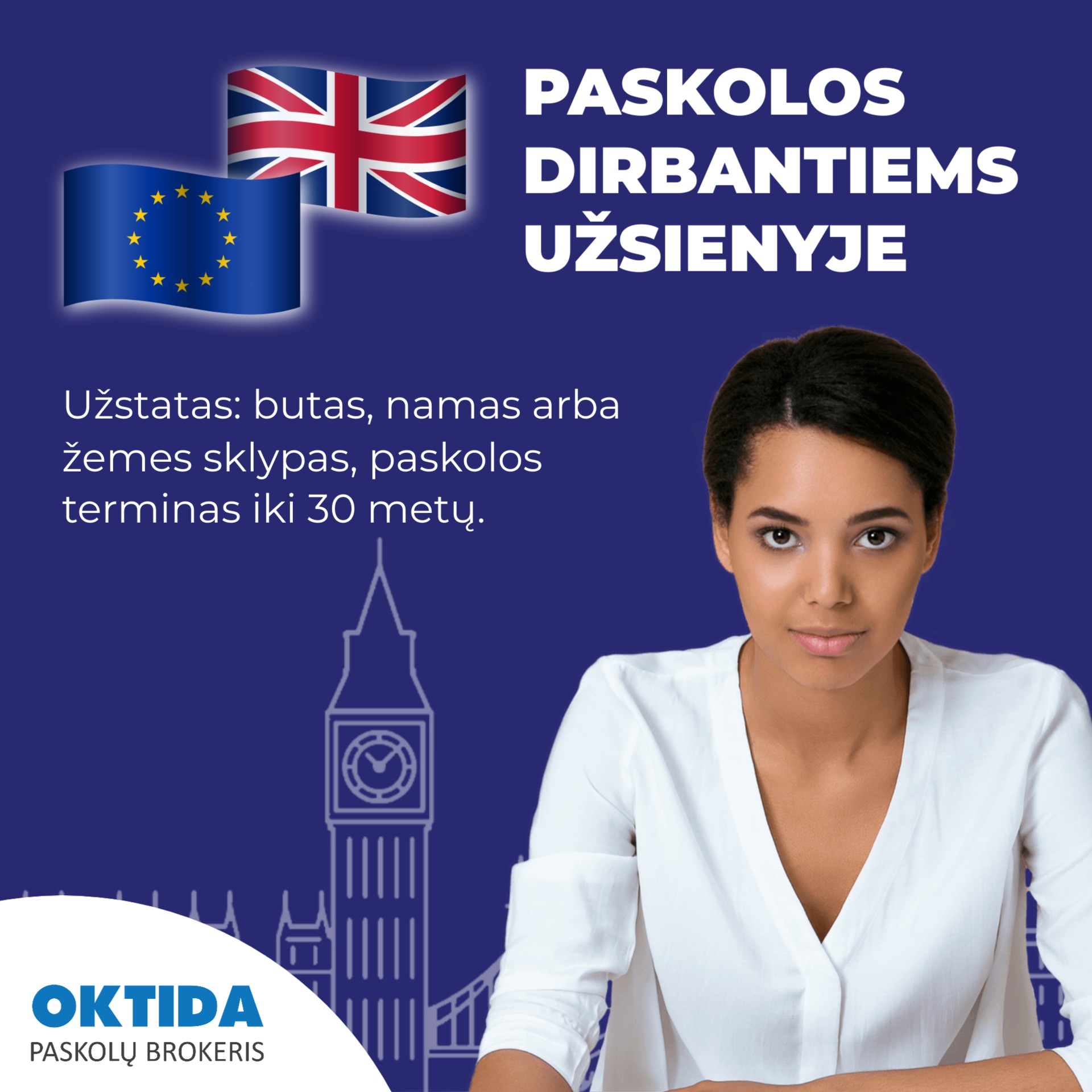 Būsto paskola dirbantiems užsienyje nuo Paskolų brokerio OKTIDA