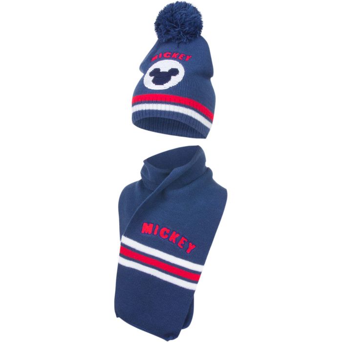 Tamsiai mėlyna kepurė ir šalikas Mickey Mouse