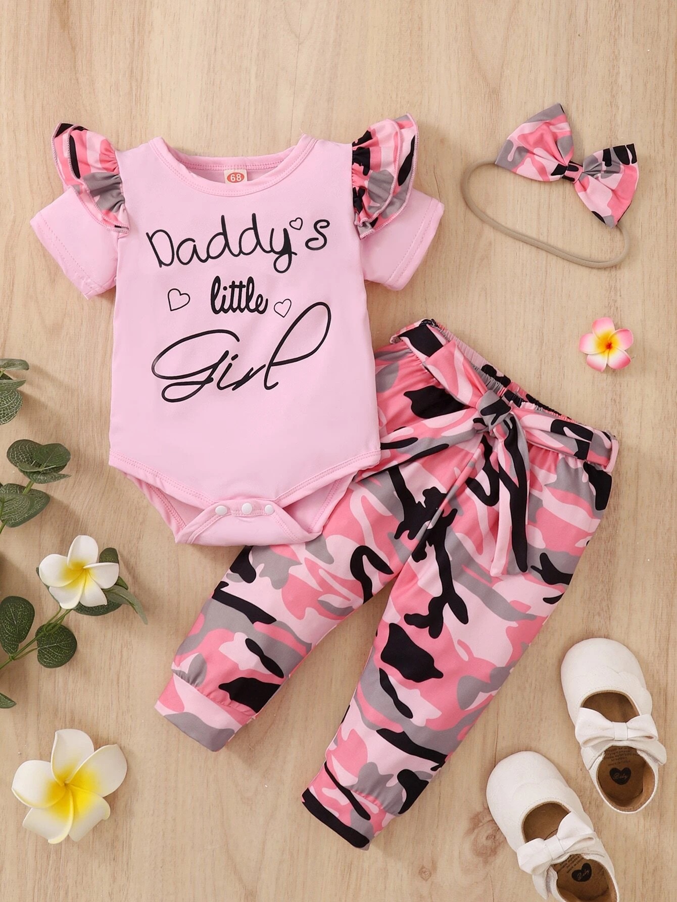 Rožinis kamufliažinis komplektas mergaitei