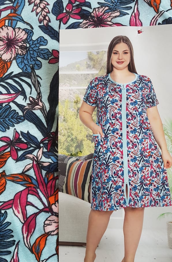 Chalatas GĖLĖTAS, trumpos rankovės, 13 €