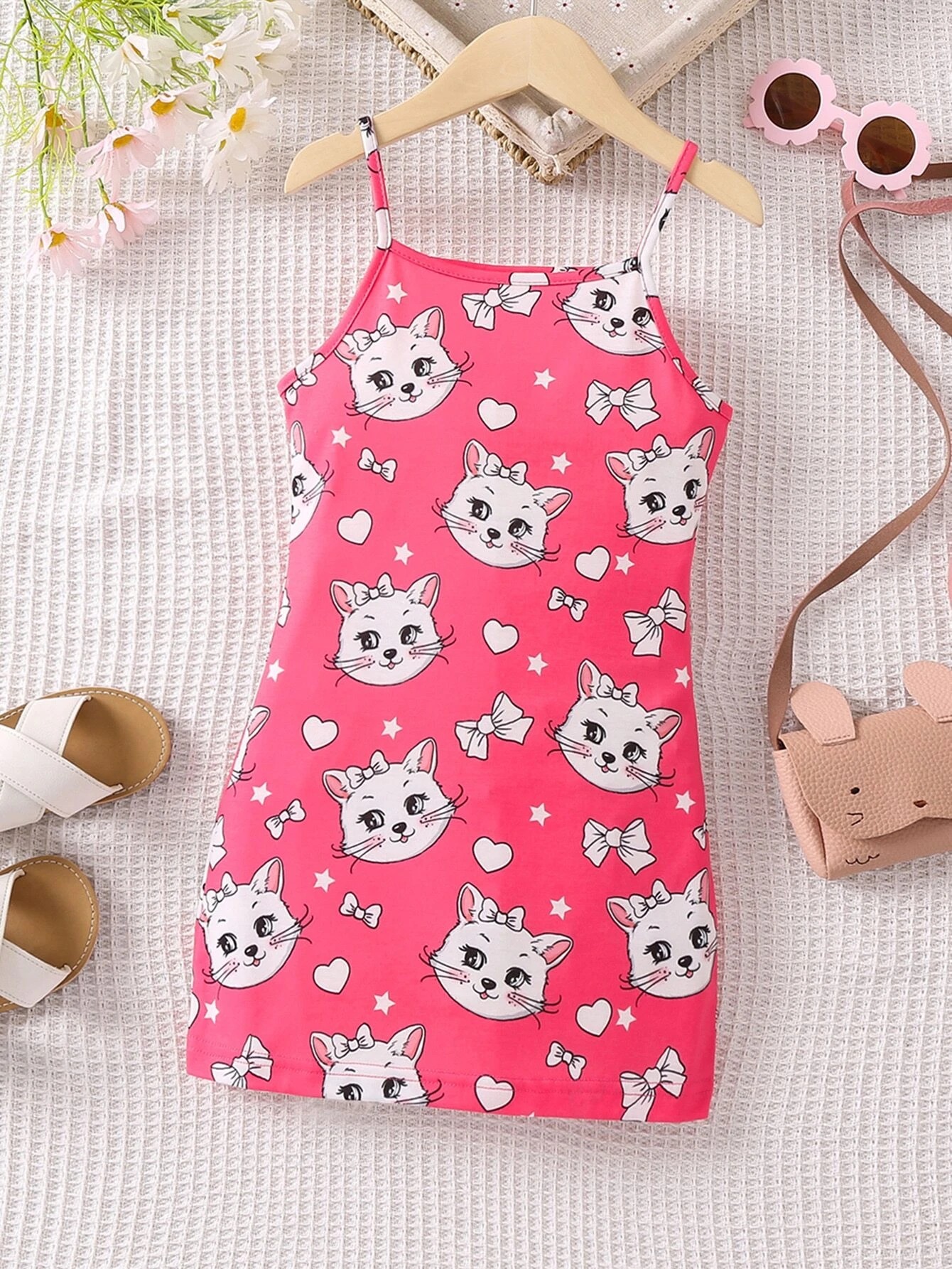 Rožinės spalvos suknelė Balta katytė