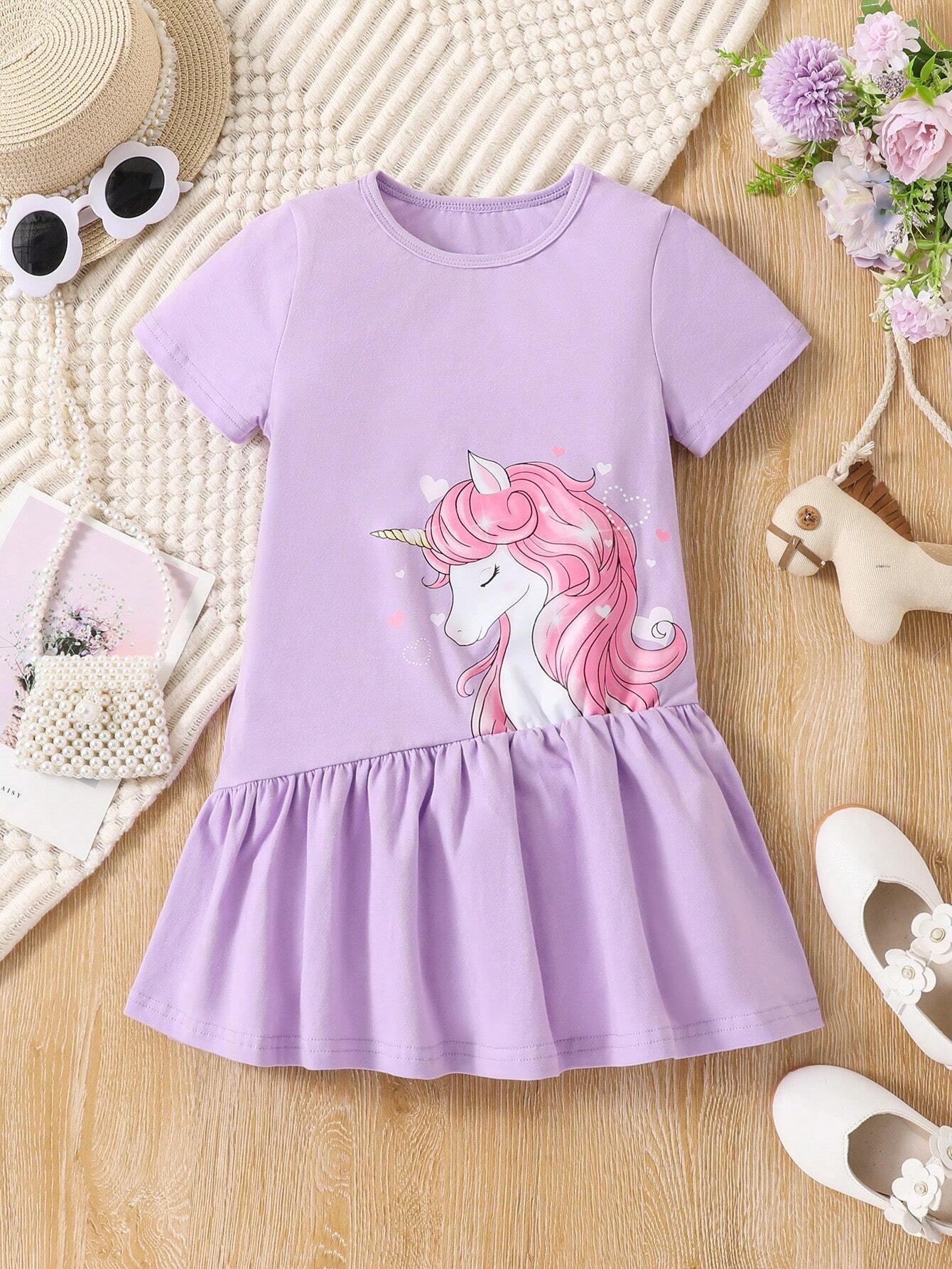 Violetinė suknelė trumpomis rankovėmis