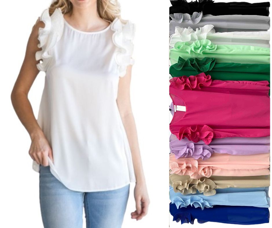 Puošnios palaidinės be rankovių, su raukinukais