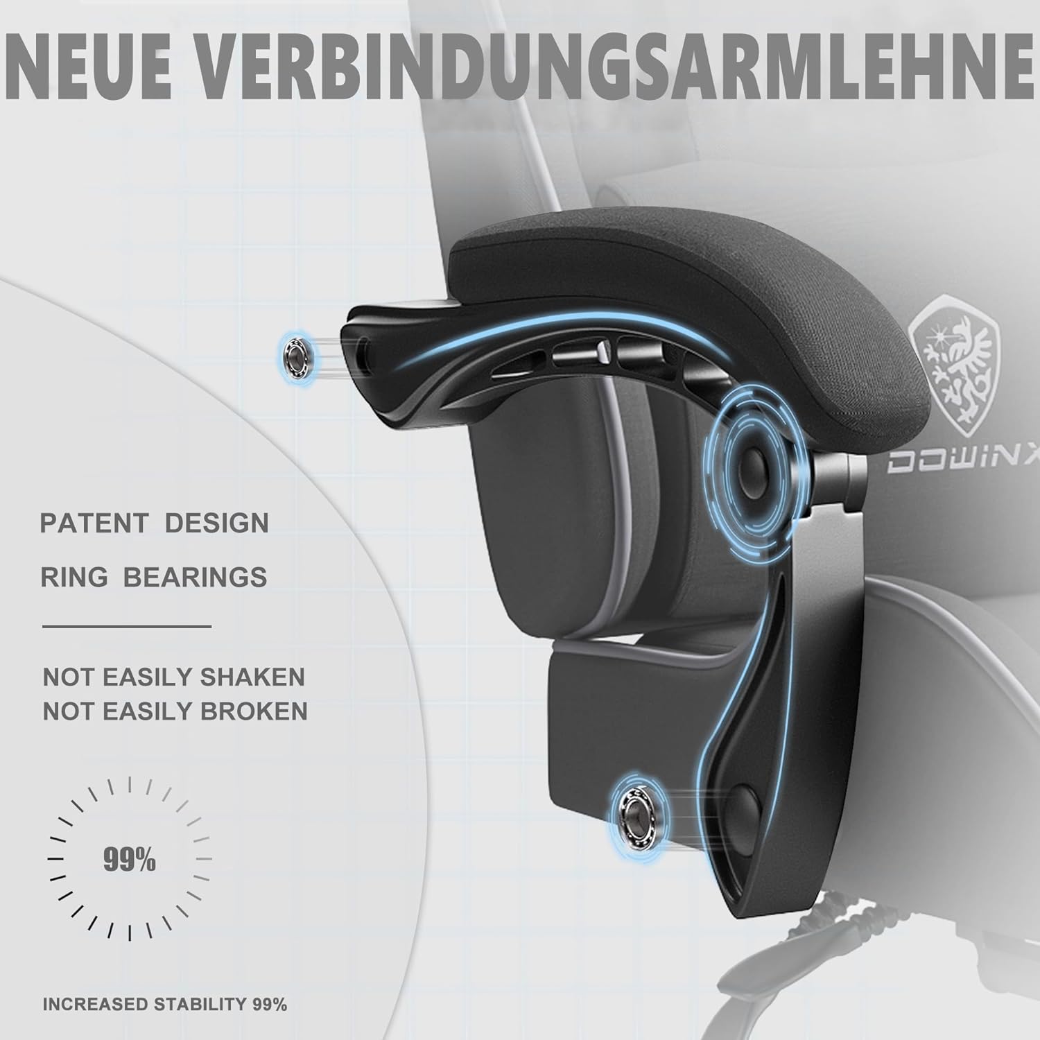 Premium klasės, ergonomiška „Dowinx” žaidimų kėdė (Gray-Pink).