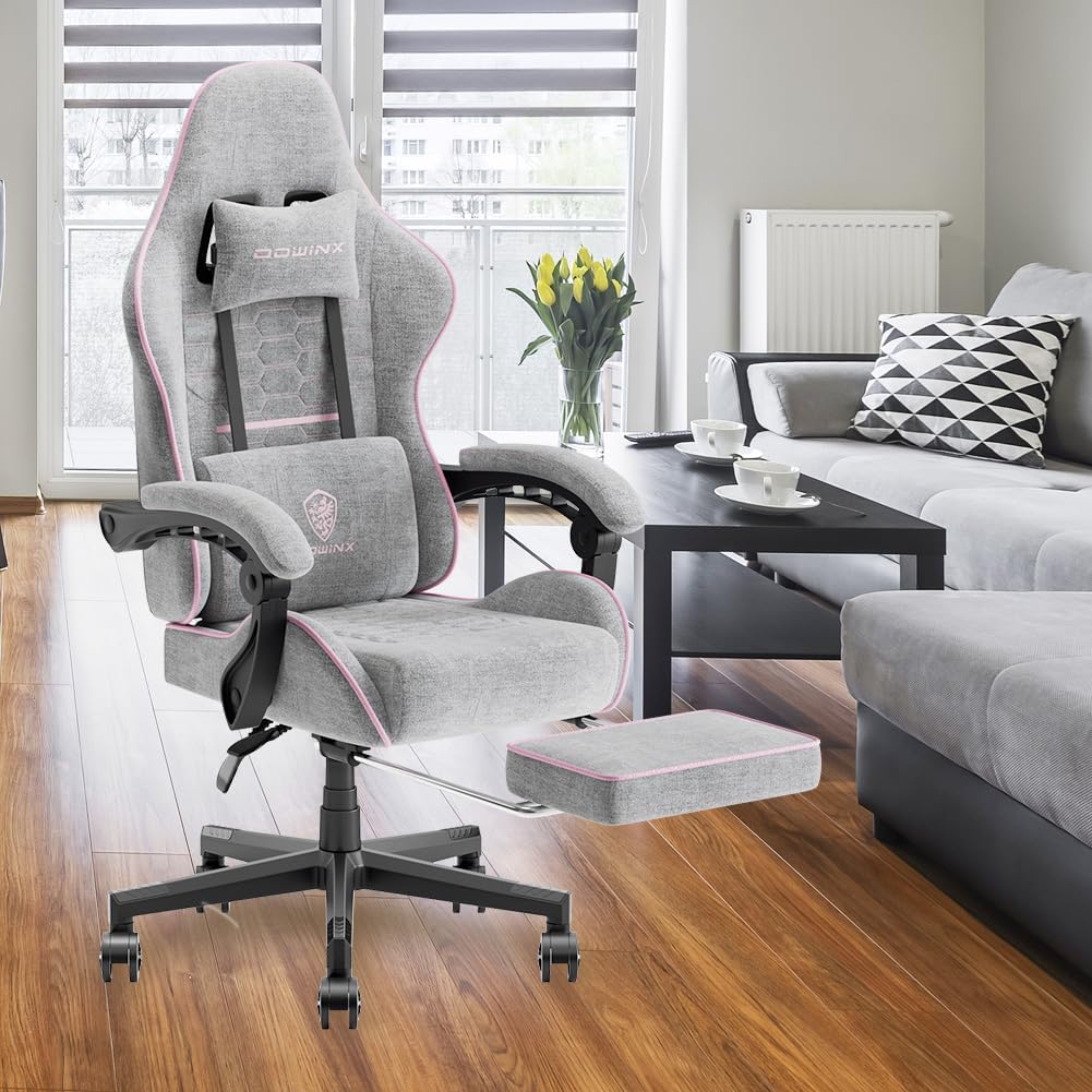 Premium klasės, ergonomiška „Dowinx” žaidimų kėdė (Gray-Pink).