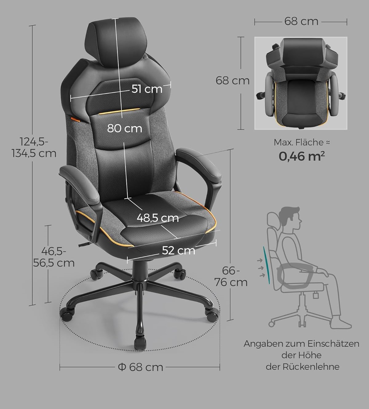 Biuro kėdė su reguliuojama galvos atrama.