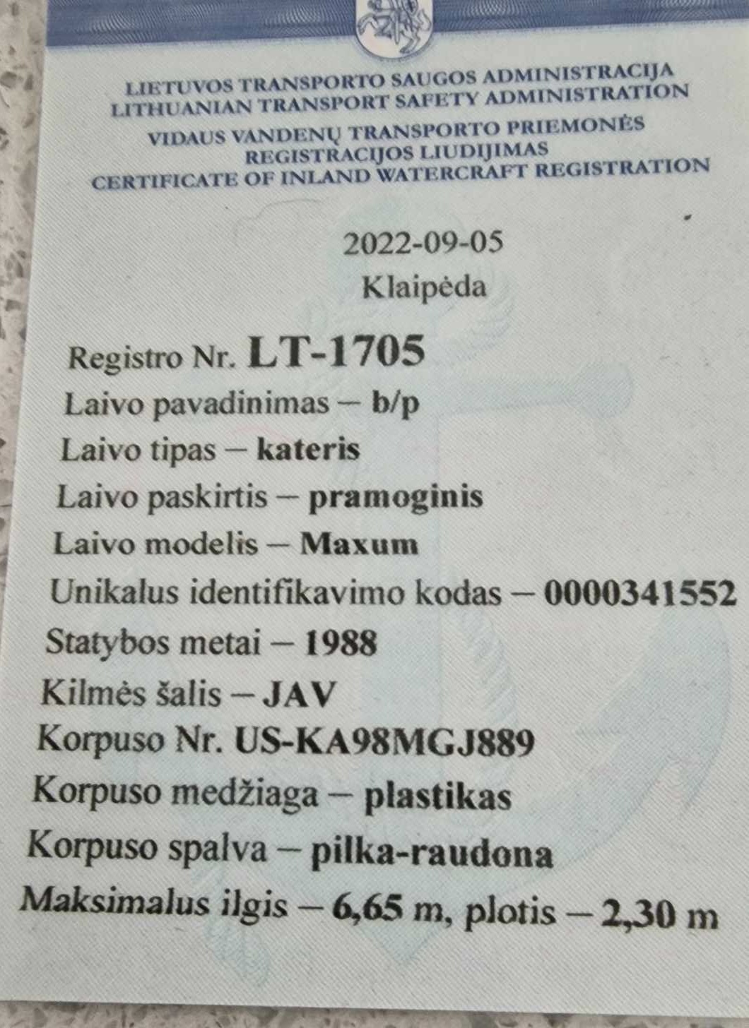 Parduodamas kateris Maxum