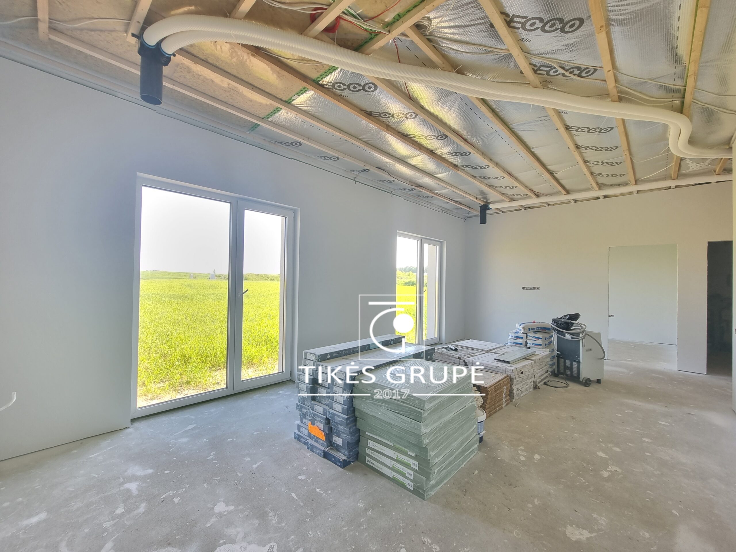 Parduodamas naujos statybos mūrinis namas su 15 arų žemės, Kvietinių k.