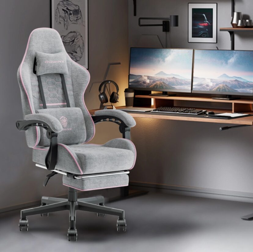 Premium klasės, ergonomiška „Dowinx” žaidimų kėdė (Gray-Pink).