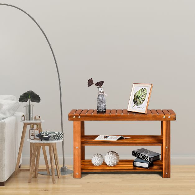 3 pakopų, natūralaus medžio, batų lentyna / suoliukas.