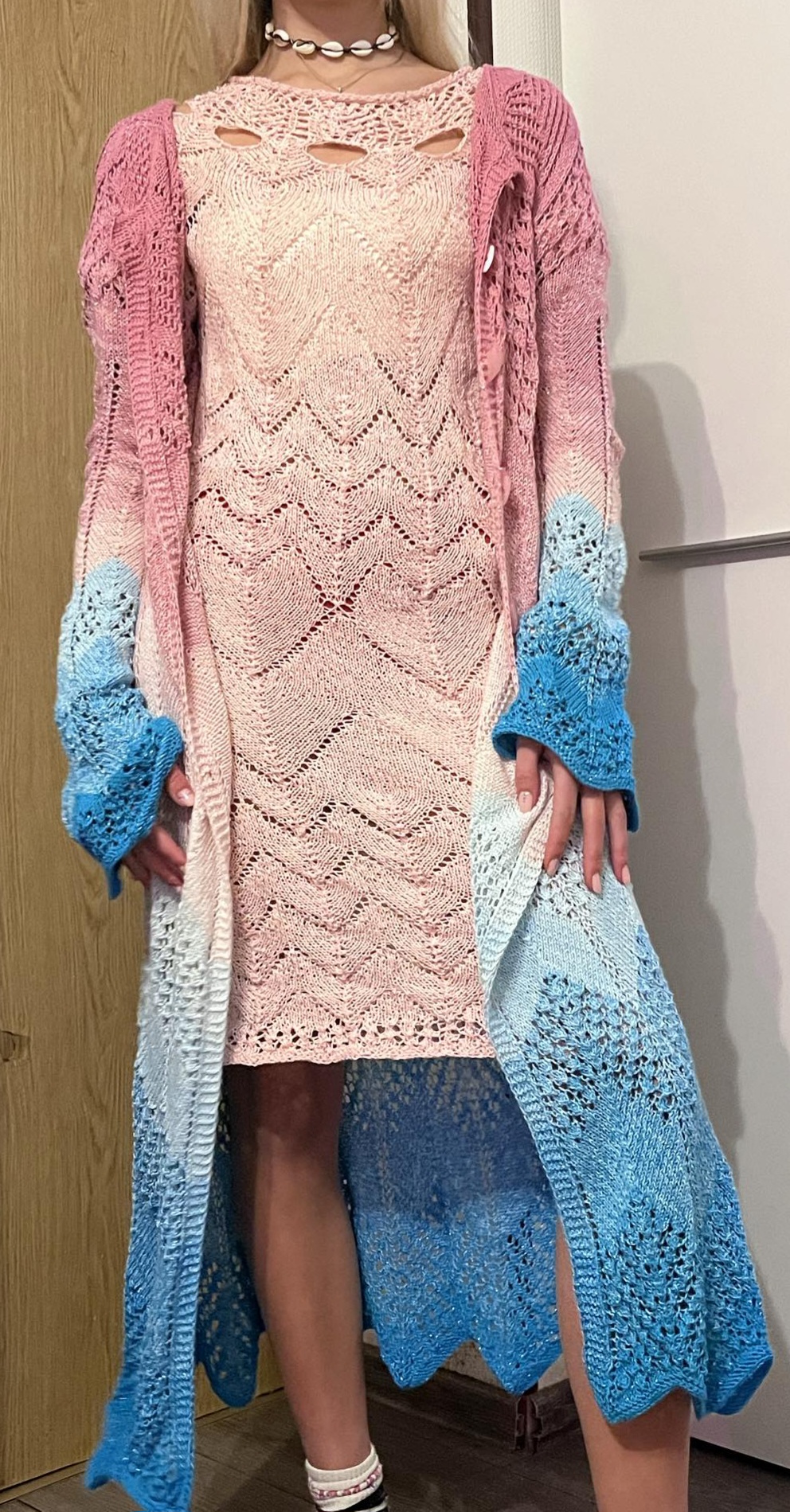 Rankų darbo megztas kardiganas