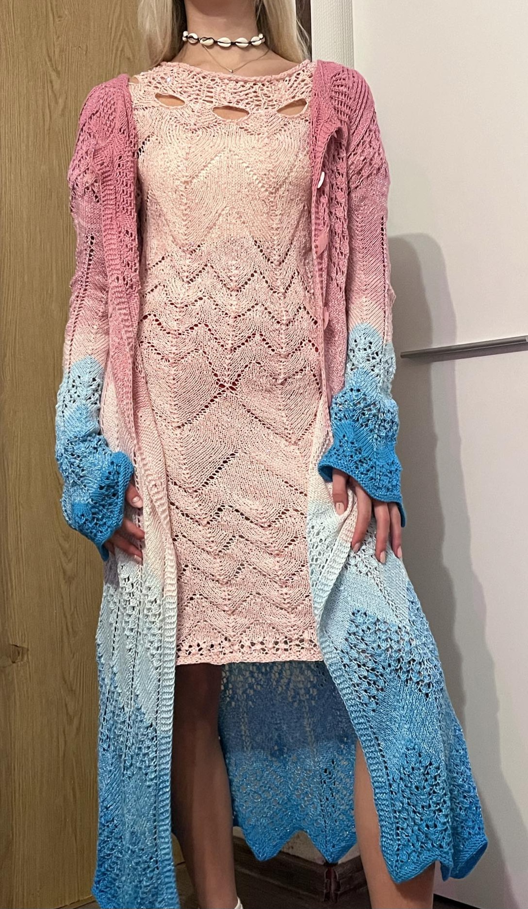 Rankų darbo megztas kardiganas