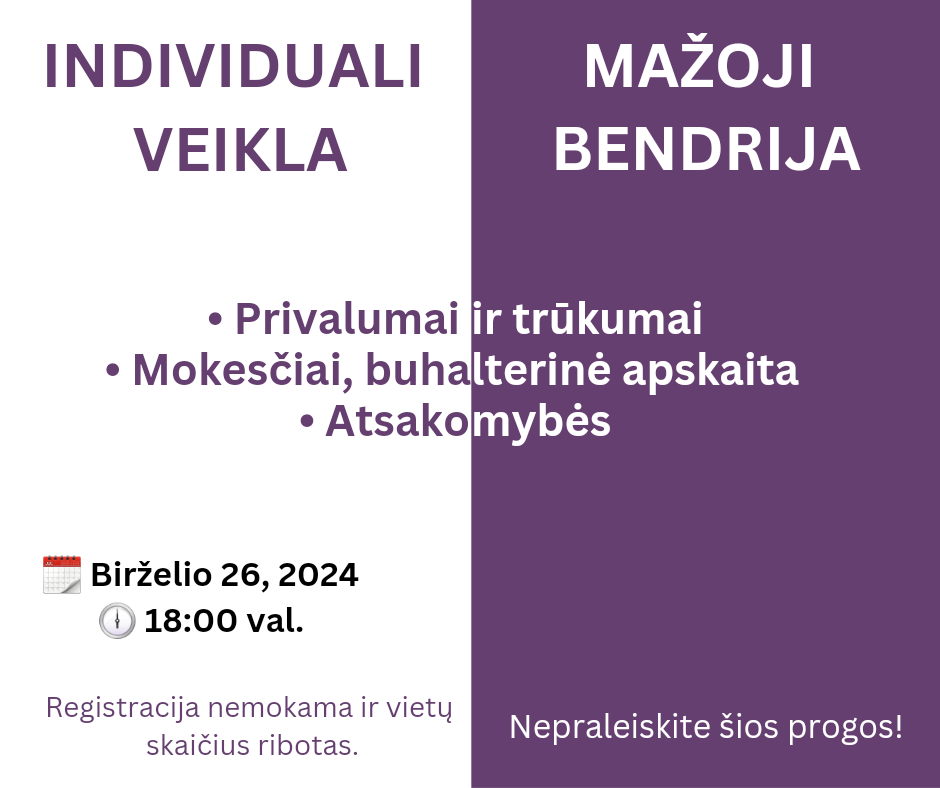 Vebinaras: individuali veikla ar mažoji bendrija.