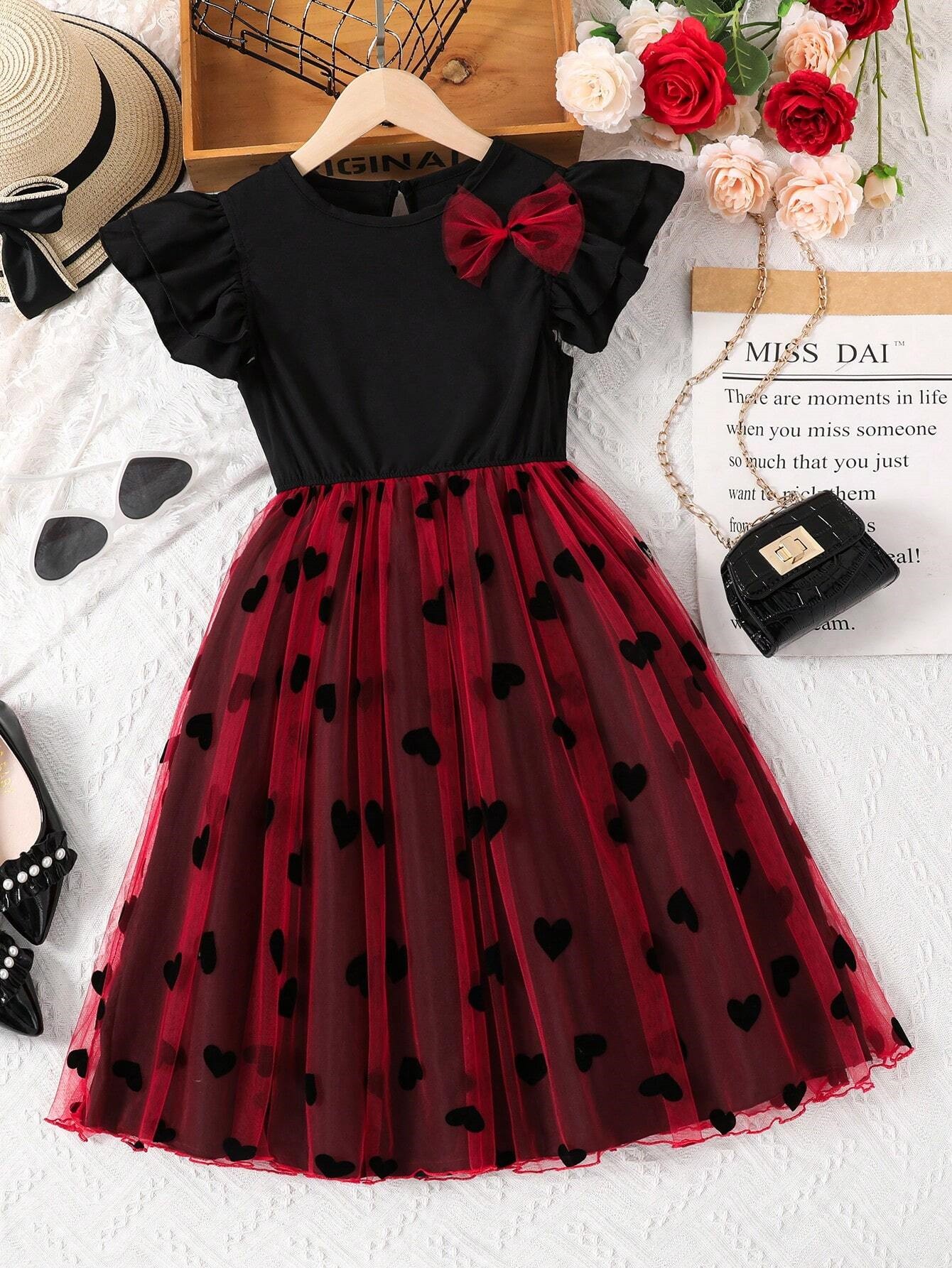 Puošni juoda raudona suknelė