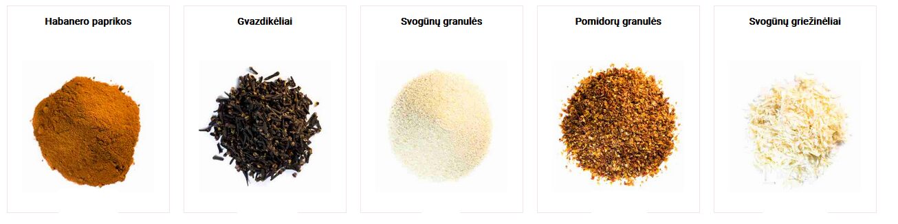 Prieskoniai, mišiniai, padažai, marinatai