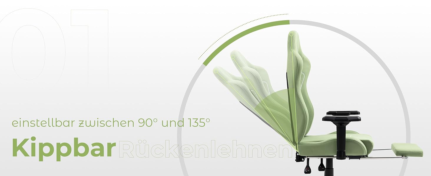 Premium klasės, ergonomiška „Dowinx” žaidimų kėdė. GREEN (ECO lether)