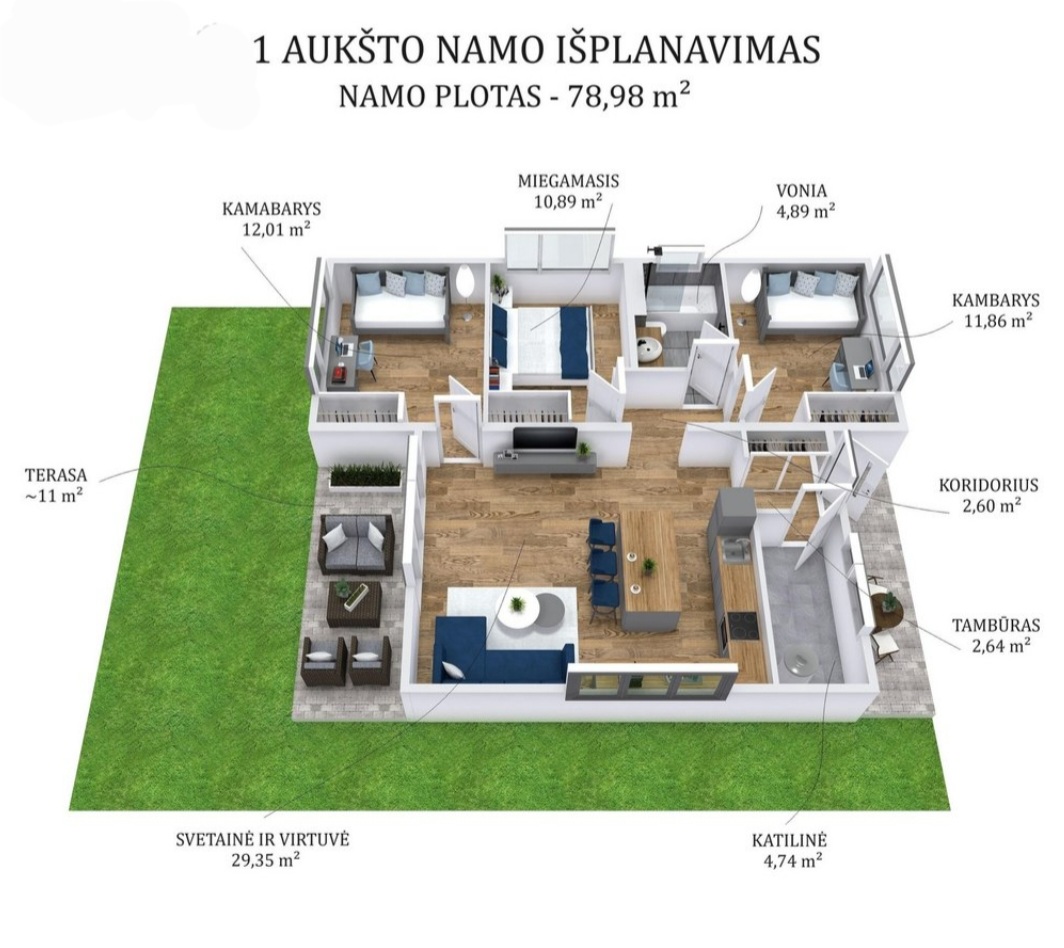 Parduodamas namas su atskiru svečių namuku