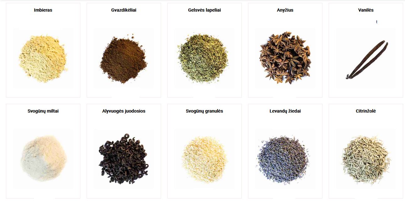 Prieskoniai, mišiniai, padažai, marinatai