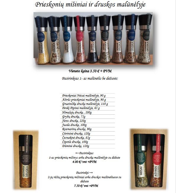 Prieskoniai, mišiniai, padažai, marinatai