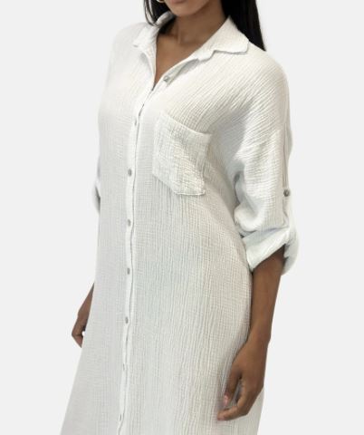 Muslino medvilnės marškinėliai – suknelė apkūnesnėms.