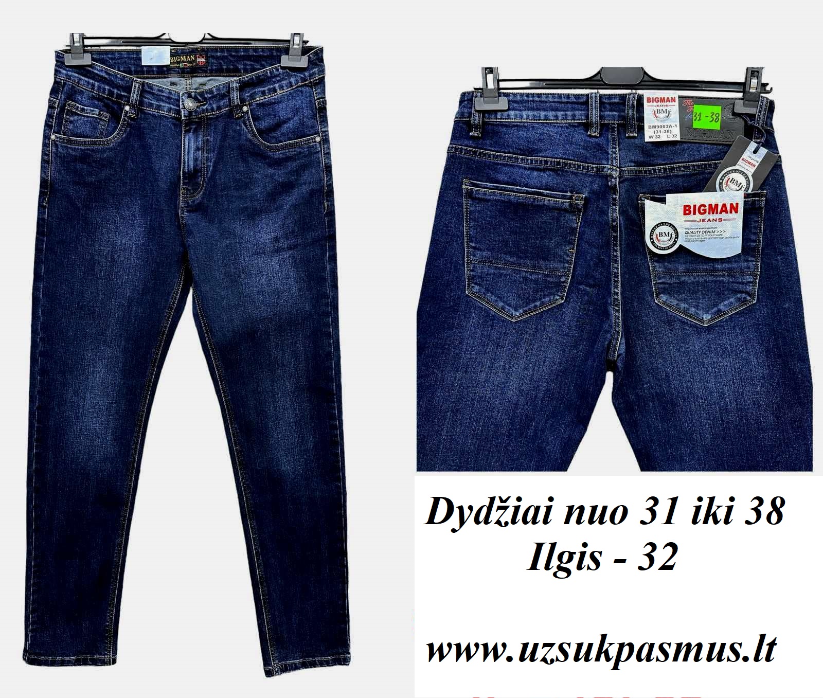 Klasikiniai, tiesūs vyriški džinsai