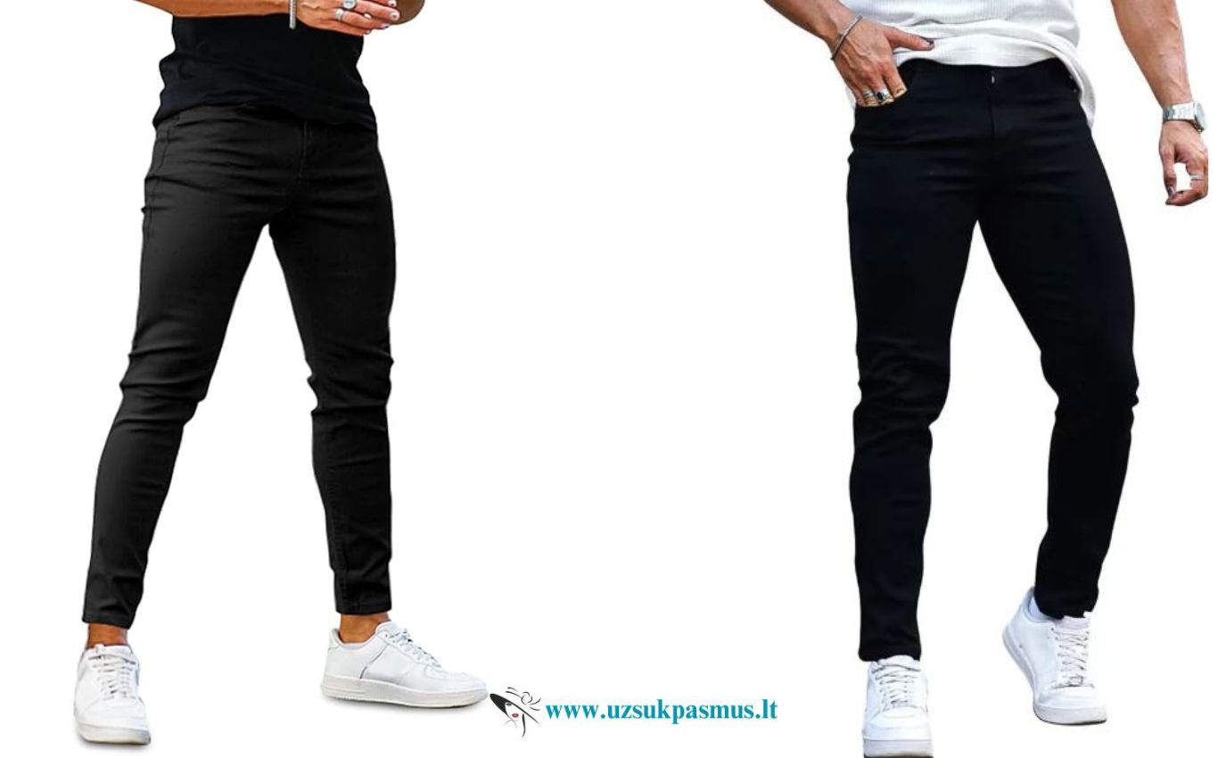 Jaunatviški, siauri, vyriški džinsai.