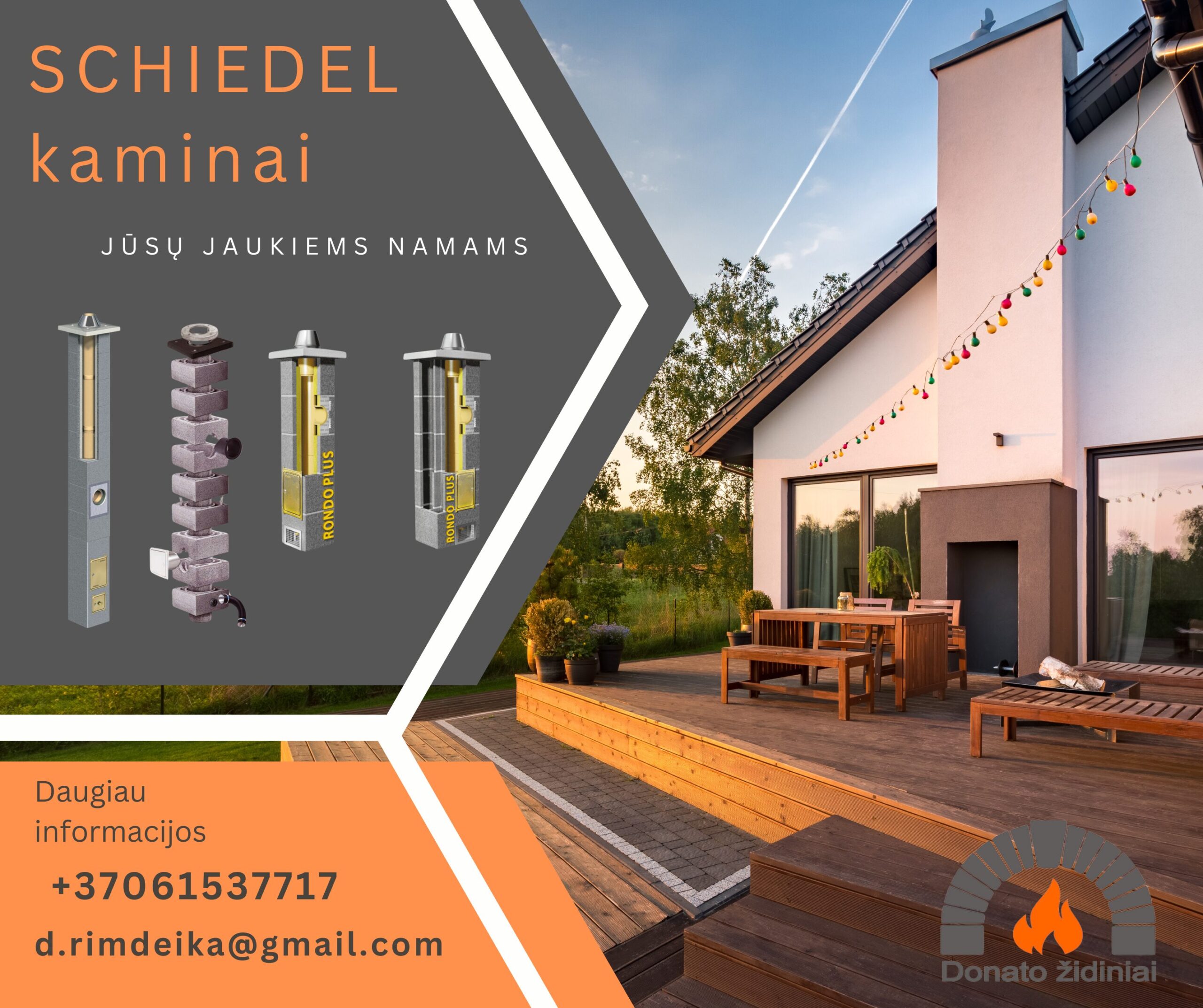 Kaminai B, A, A+, A++ klasės namams