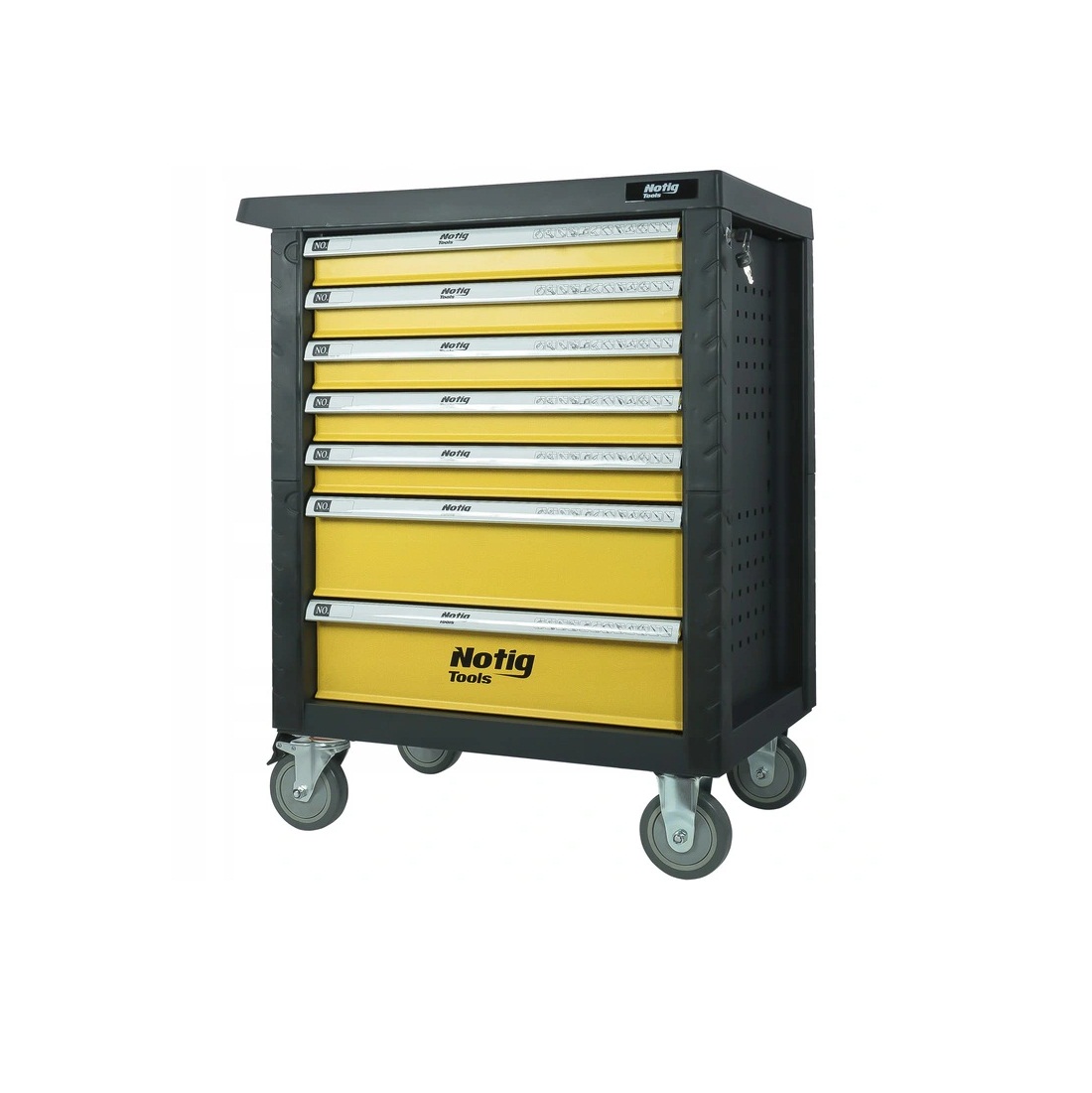 7 stalčių vežimėlis su ratukais