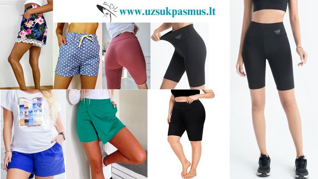Bambukiniai, trikotažiniai šortai lieknoms ir apkūnioms