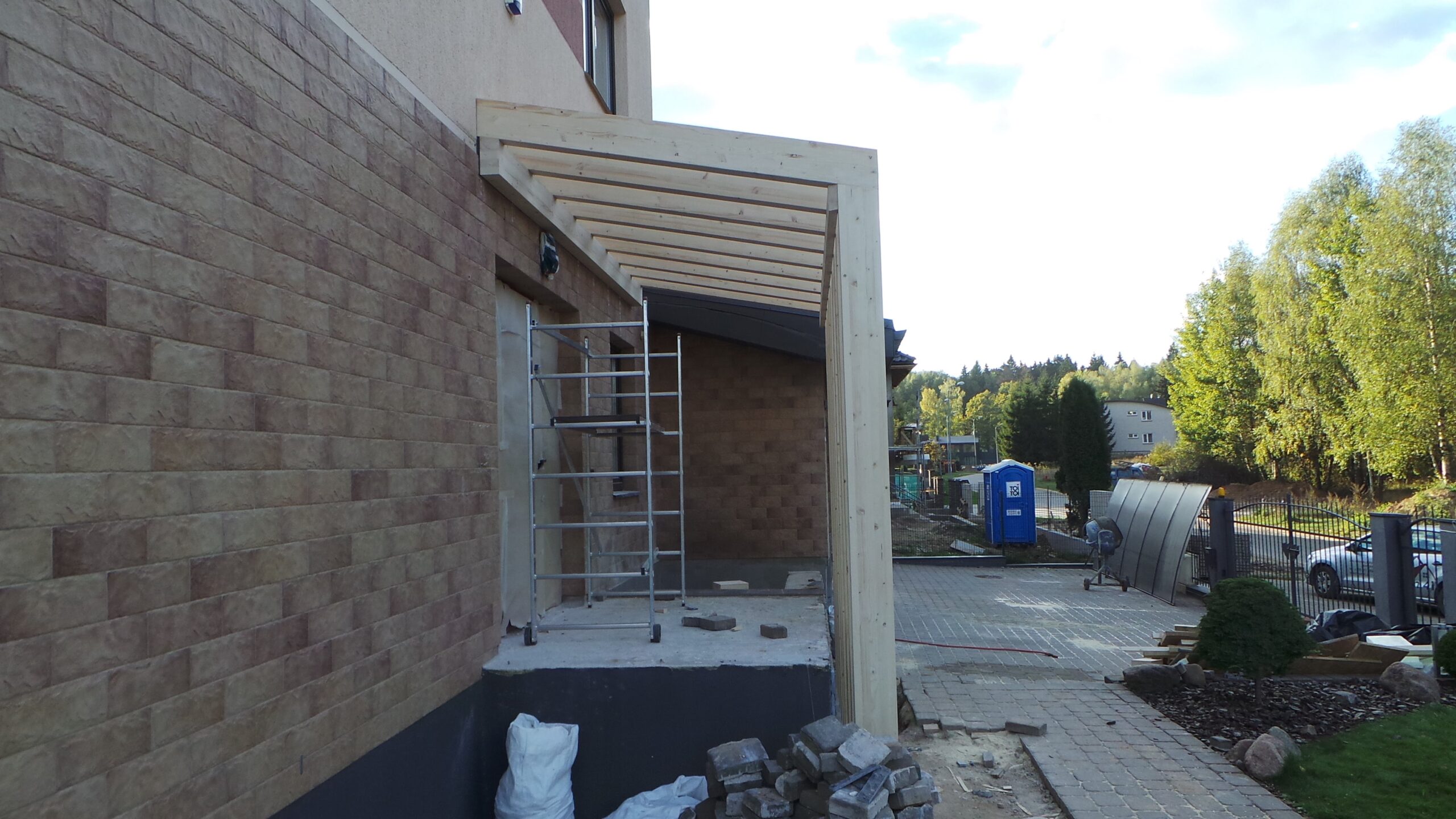 Stoginė, apdailos darbai, stoginės įrengimas, terasos, terasa, malkinė, pirtis