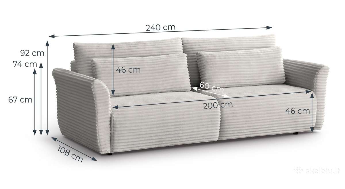 Pilka sofa-lova “Tamir su dėže patalynei
