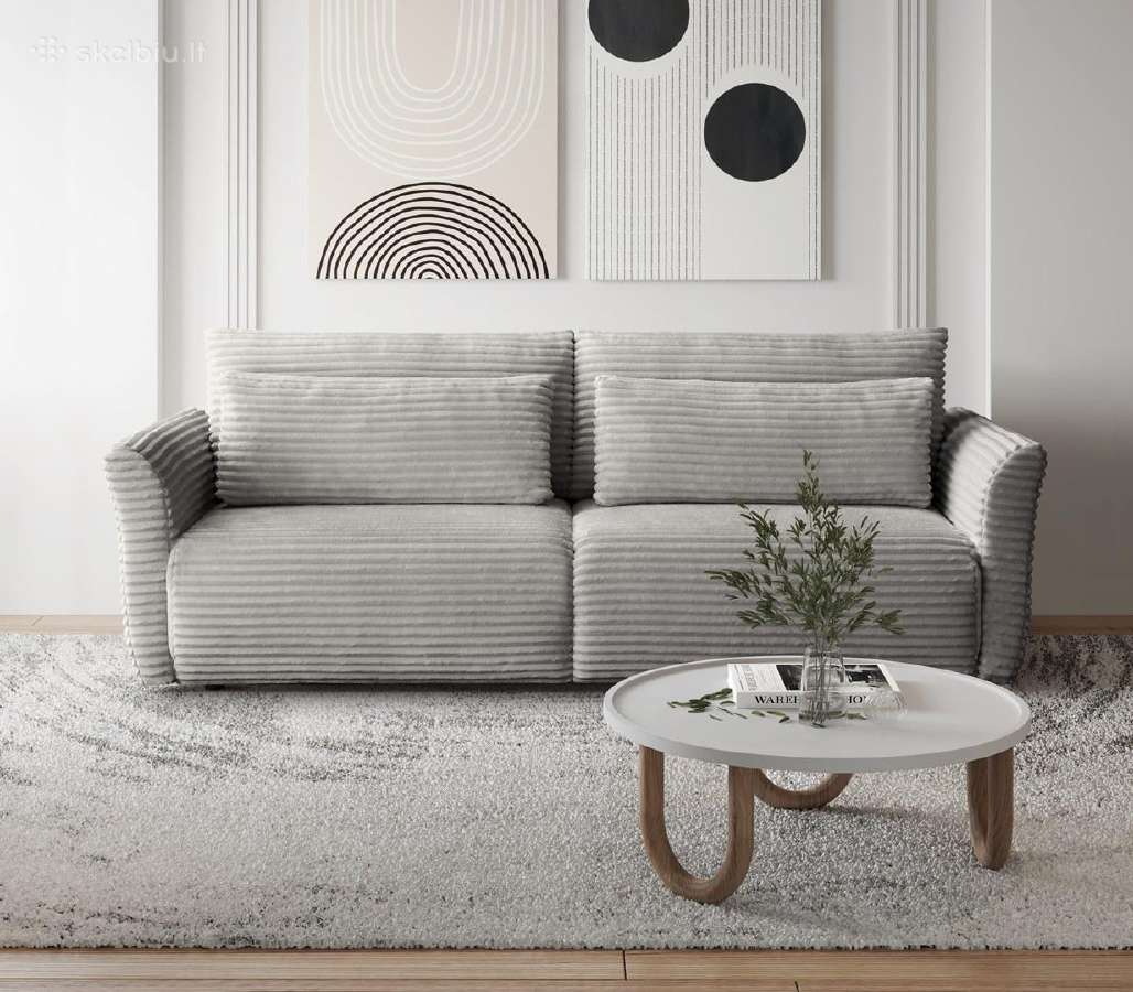 Pilka sofa-lova “Tamir su dėže patalynei