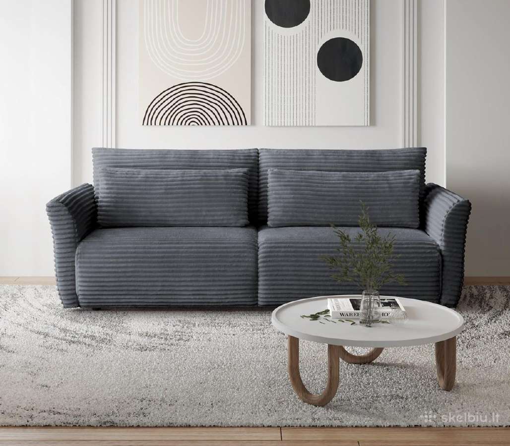 Pilka sofa-lova “Tamir su dėže patalynei