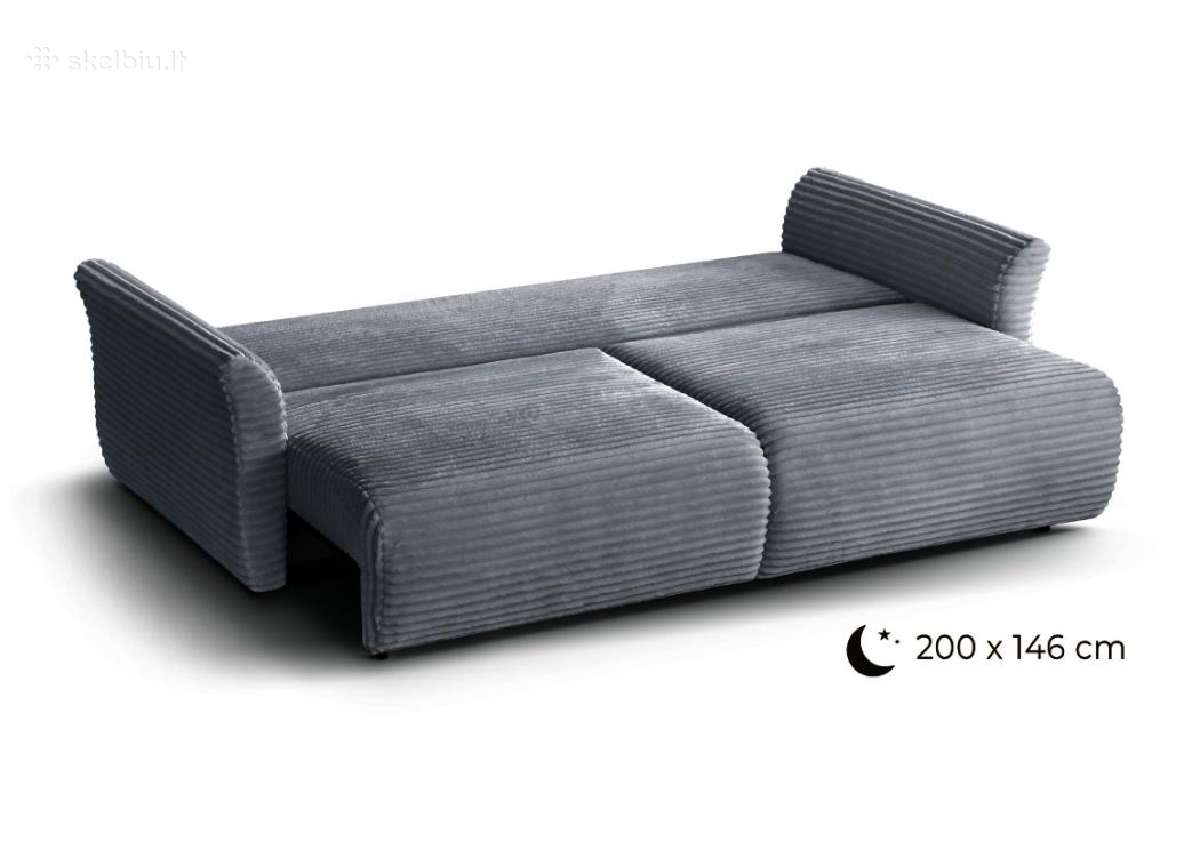 Pilka sofa-lova “Tamir su dėže patalynei