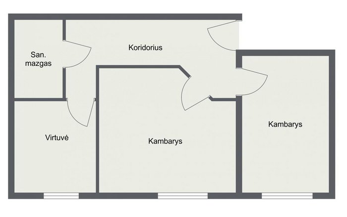 Centre parduodamas 2 kambarių butas