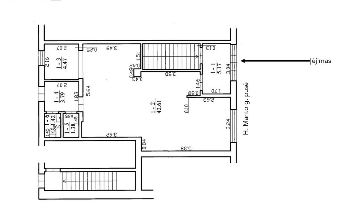 Parduodamos 203 kv.m., patalpos H.Manto g. Patalpos per 2 aukštus