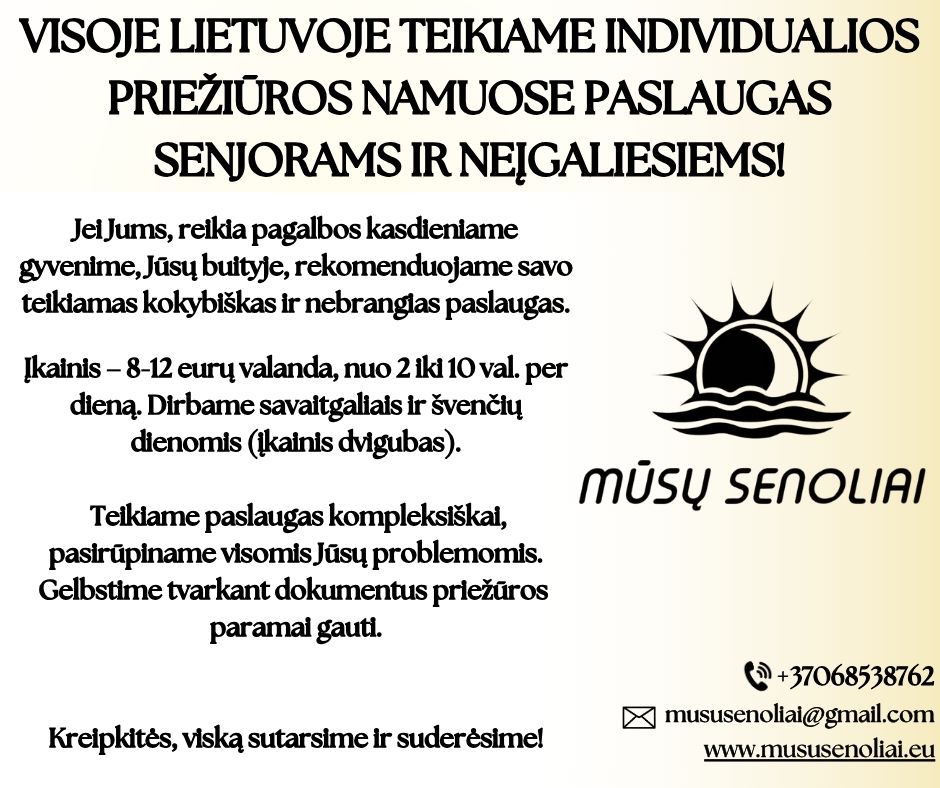 SOCIALINĖS PRIEŽIŪROS PASLAUGOS Į NAMUS VISOJE LIETUVOJE!!, Kaunas