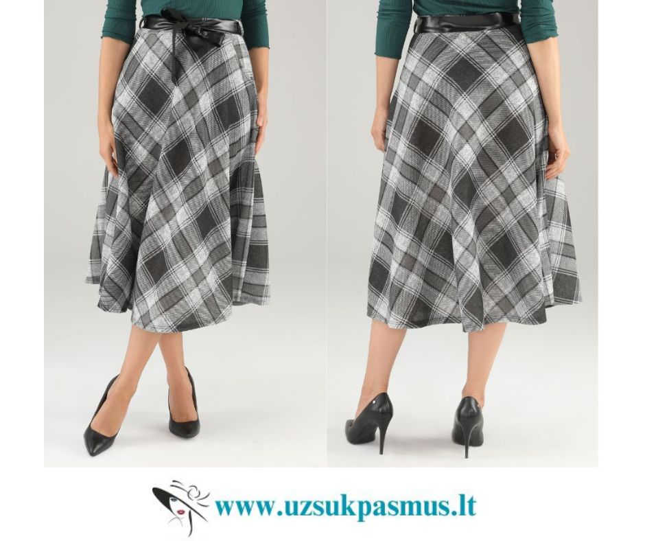 Languotas sijonas iš šiltesnio krentančio audinio