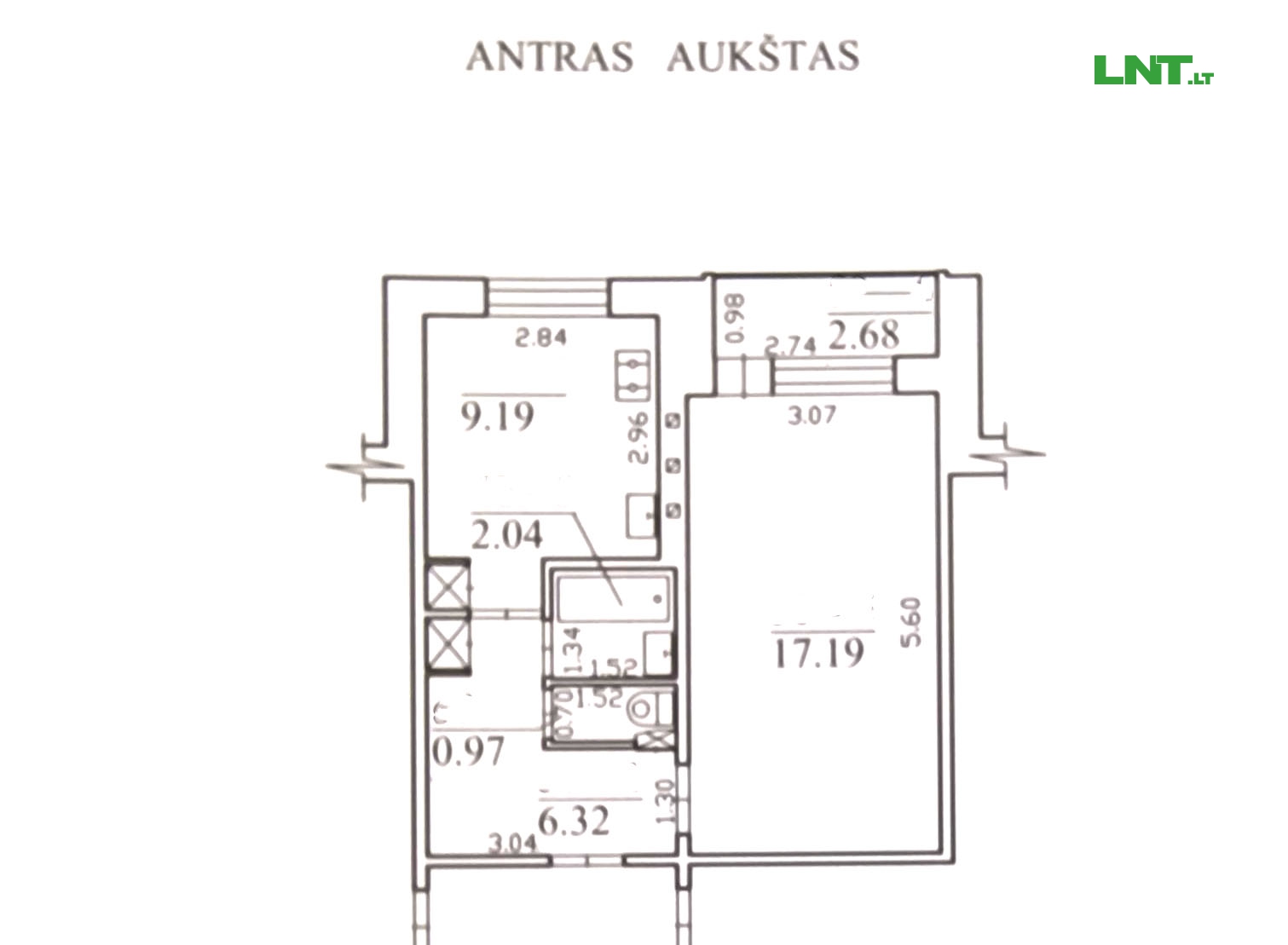Parduodamas 1 kambario butas antrame aukšte, 38,39 kv/m Dariaus ir Girėno g. 21, Panevėžyje.