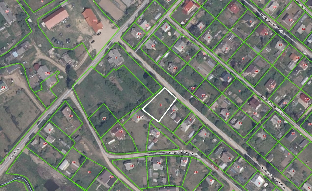 PARDUODAMAS ŽEMĖS SKLYPAS VILNIAUS R. SAV., MARIJAMPOLIO SEN., KALVELIŲ K., NAUJŲJŲ KALVELIŲ 1-OJI G. 8.