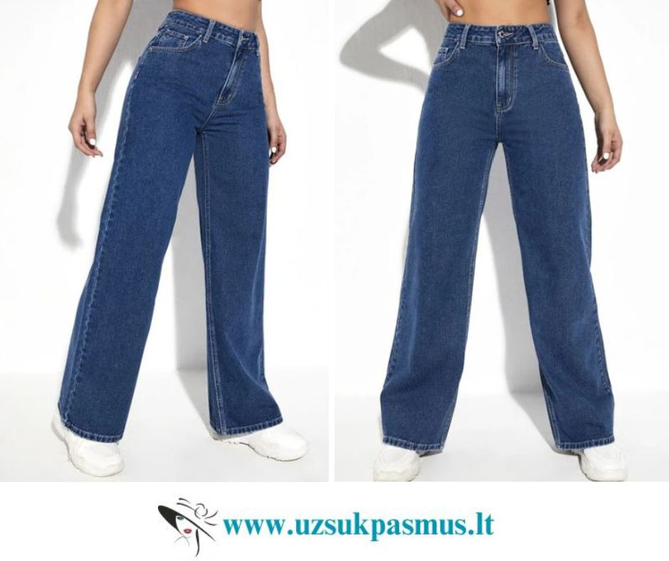 Wide Leg Puh Up platūs džinsai