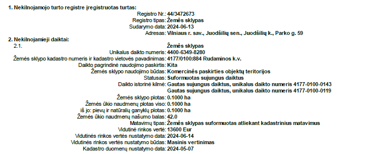 10 ARŲ ŽEMĖS SKLYPAS VILNIAUS R. SAV., JUODŠILIŲ SEN., JUODŠILIŲ K., PARKO G. 59.