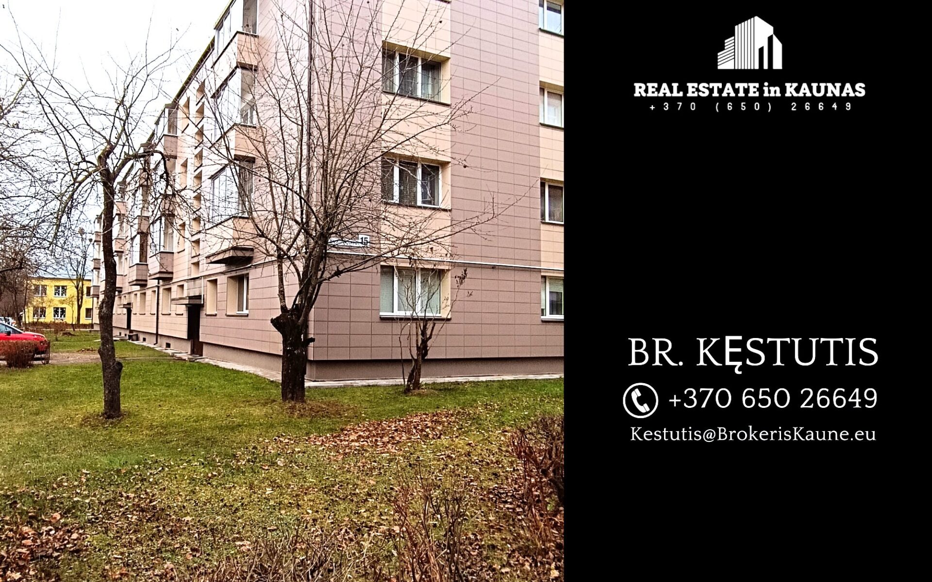 Išnuomojamas 3-jų kambarių butas Dainavoje, A. ir J. Gravrogkų gt.15, Kaune.