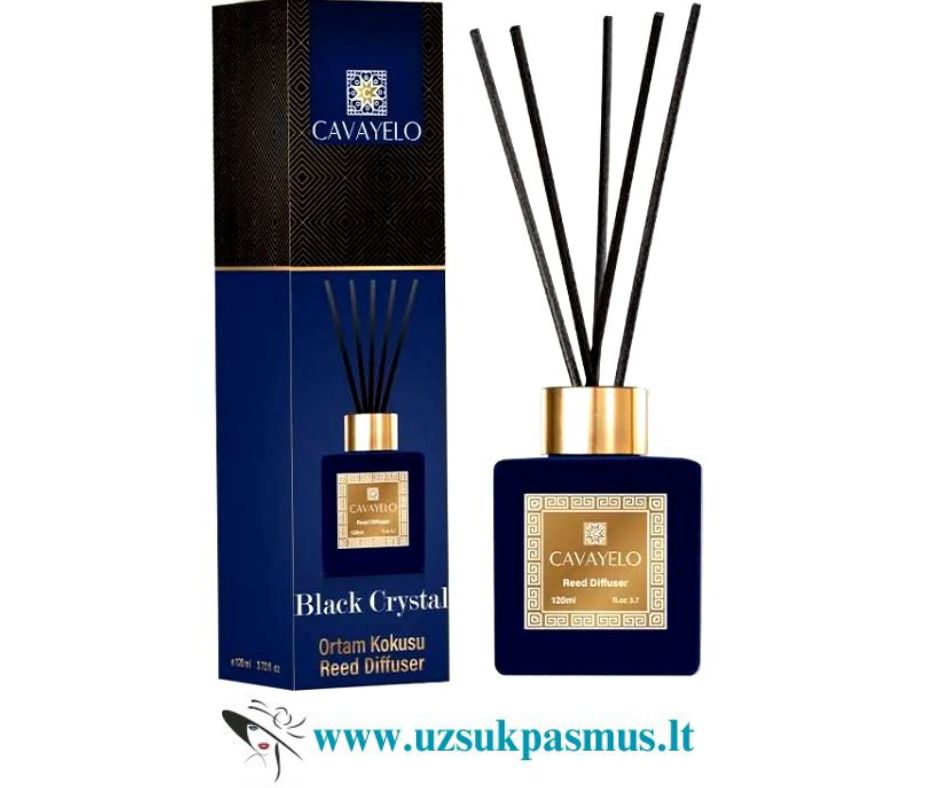 Cavayelo Black Crystal prabangūs namų kvapai stikliniame zomšiniame buteliuke