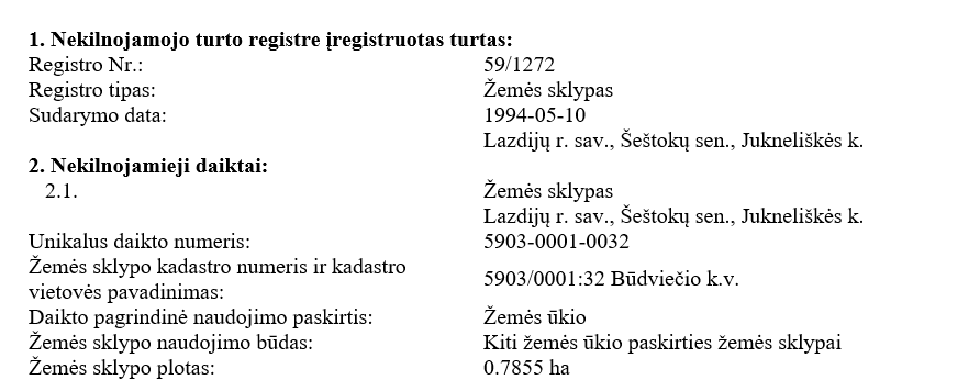 Parduodamas žemės ūkio sklypas Lazdijų r. sav., Šeštokų sen., Jukneliškės k. Vilties g.