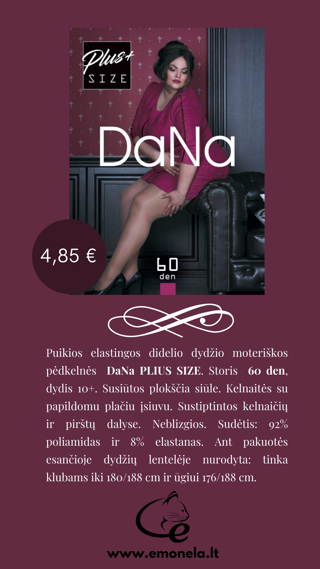 Pėdkelnės 60 den dydis 10+, spalvotos