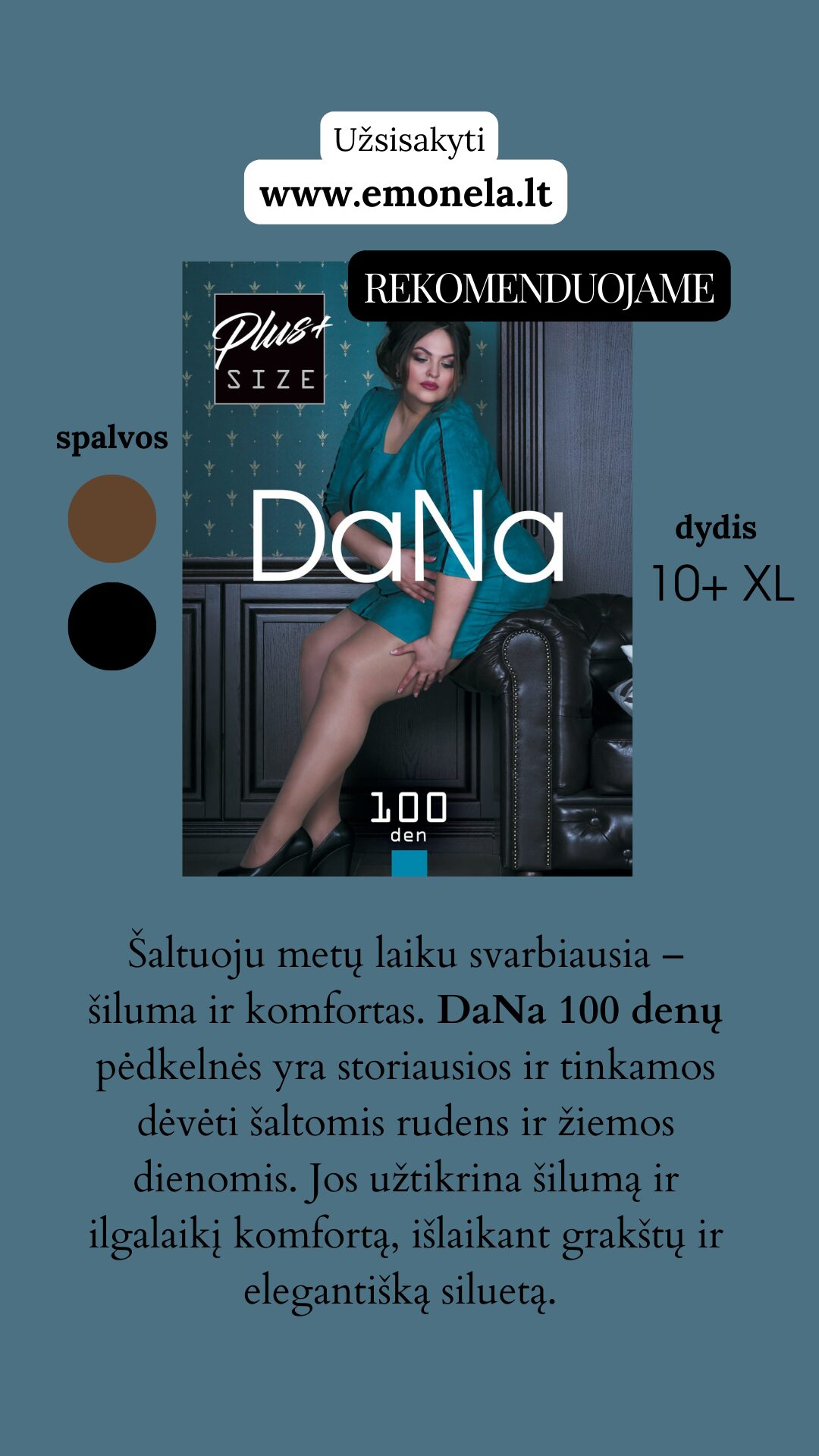 Pėdkelnės 100 den Dydis Plius 10+, tik internetu